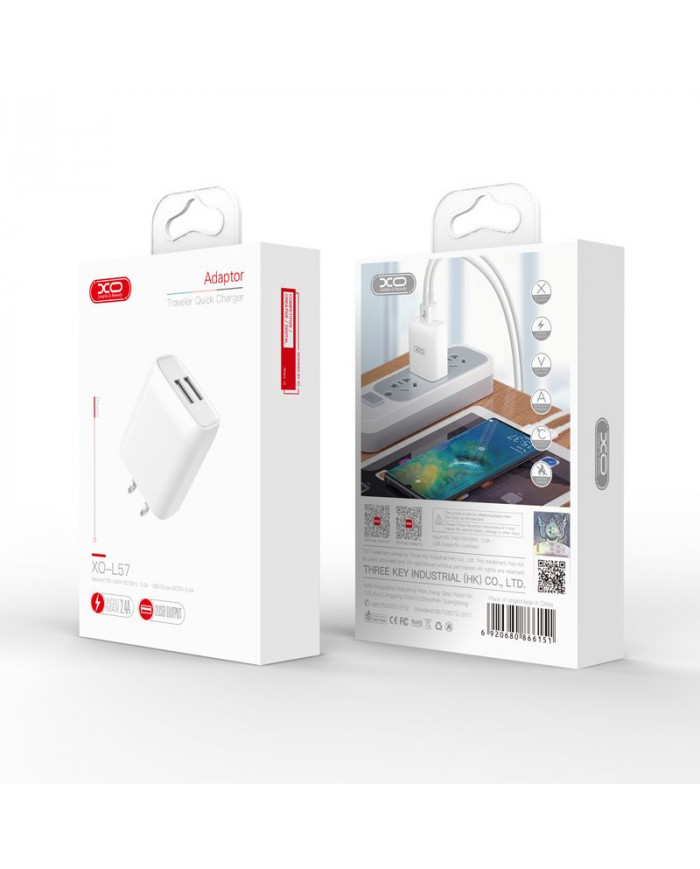 XO L57 EU Διπλής Θύρας Φορτιστής Άσπρο