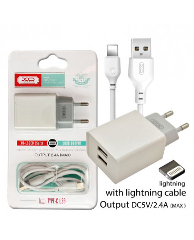 XO  2.4A Διπλής Θύρας USB Φορτιστής Για Lightning
