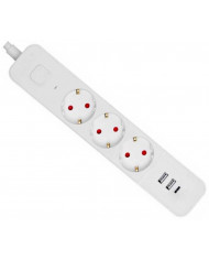 Entac Πολύπριζο 3 Θέσεων Με Διακόπτη D2 1.5m 2xUSB-A X 1xUSB-C 3G1.5