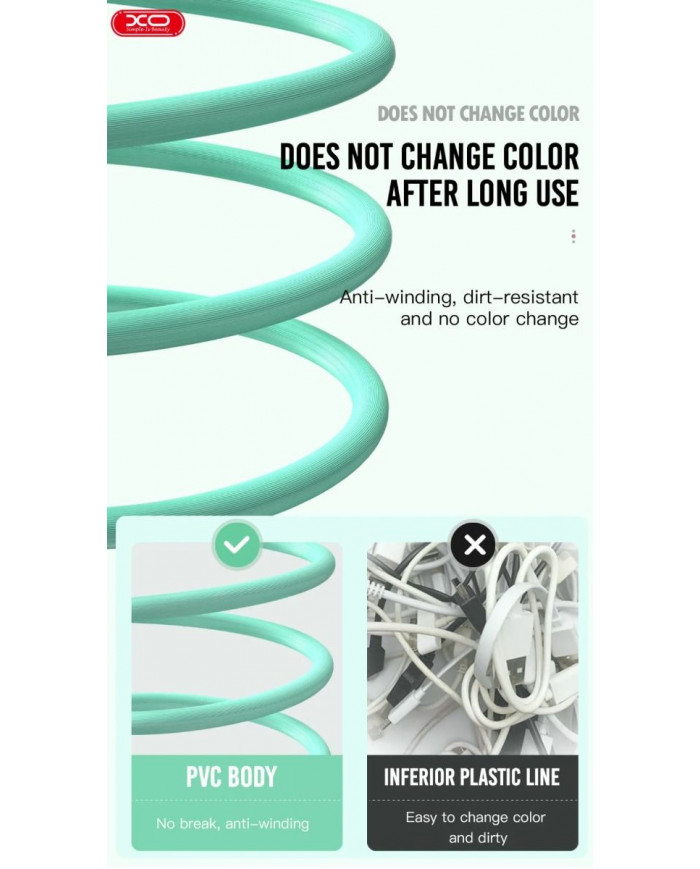 XO  USB Καλώδιο Φόρτισης Για Type-C Μαύρο