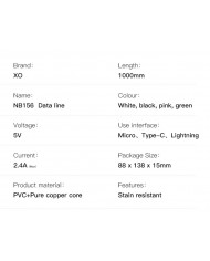 XO  USB Καλώδιο Φόρτισης Για Type-C Μαύρο