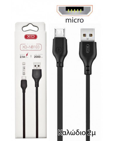 XO  Καλώδιο Φόρτισης Micro 2m Μαύρο XO  Καλώδιο Φόρτισης Micro 2m Μαύρο