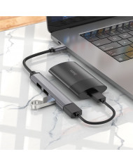 Hub USB-C Hoco HB26 USB3.0+3xUSB2.0 Γκρι