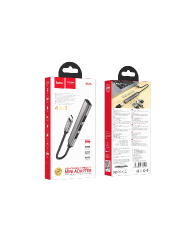 Hub USB-C Hoco HB26 USB3.0+3xUSB2.0 Γκρι
