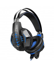 Ακουστικά Stereo Gaming Hoco W102 Cool Tour σύνδεση ενός 3.5mm και USB με Μικρόφωνο και LED Φωτισμό Μαύρο-Μπλε