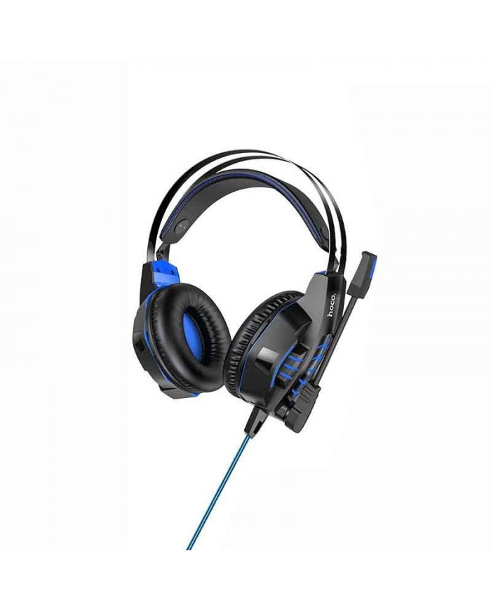 Ακουστικά Stereo Gaming Hoco W102 Cool Tour σύνδεση ενός 3.5mm και USB με Μικρόφωνο και LED Φωτισμό Μαύρο-Μπλε