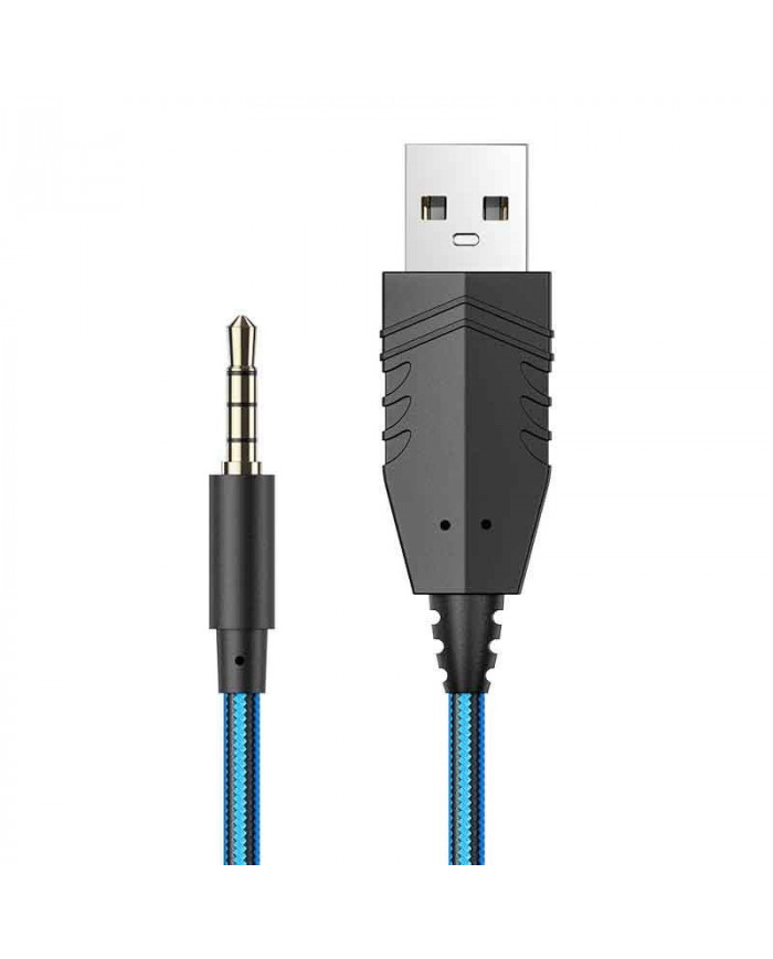 Ακουστικά Stereo Gaming Hoco W102 Cool Tour σύνδεση ενός 3.5mm και USB με Μικρόφωνο και LED Φωτισμό Μαύρο-Μπλε