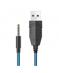 Ακουστικά Stereo Gaming Hoco W102 Cool Tour σύνδεση ενός 3.5mm και USB με Μικρόφωνο και LED Φωτισμό Μαύρο-Μπλε