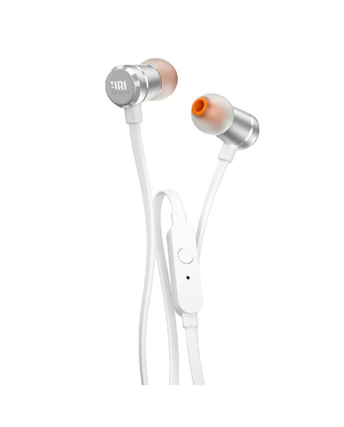 Hands Free JBL Tune 290 In-ear 3.5 mm Pure Bass Sound 8.7mm με Μικρόφωνο και Πλακέ Καλώδιο JBLT290SIL Ασημί