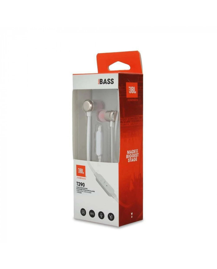 Hands Free JBL Tune 290 In-ear 3.5 mm Pure Bass Sound 8.7mm με Μικρόφωνο και Πλακέ Καλώδιο JBLT290SIL Ασημί