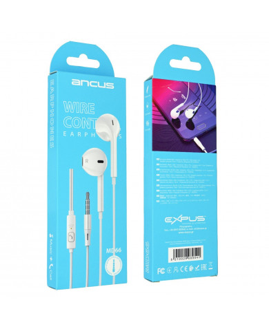 Hands Free Ancus Melody MD66 Semi in-Earbud Stereo 3.5mm Λευκό με Μικρόφωνο και Πλήκτρο Λειτουργίας 1,2μ