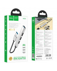 Hub USB Hoco HB26 USB3.0+ 3xUSB2.0 Ασημί