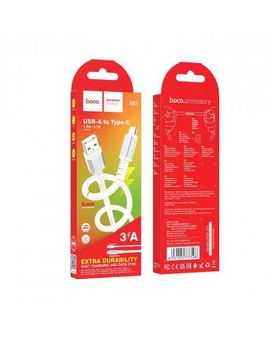 Καλώδιο Σύνδεσης Hoco X85 Strength USB σε USB-C 3A Λευκό 1m Υψηλής Αντοχής Καλώδιο Σύνδεσης Hoco X85 Strength USB σε USB-C 3A Λευκό 1m Υψηλής Αντοχής