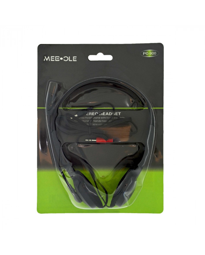 Ακουστικά Stereo Mee-Ole PC-900 με Μικρόφωνο και Διπλή Έξοδο 3.5mm Μαύρα