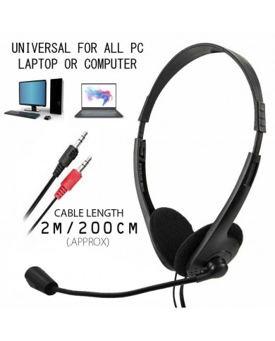 Ακουστικά Stereo Mee-Ole PC-900 με Μικρόφωνο και Διπλή Έξοδο 3.5mm Μαύρα