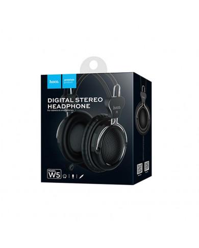 Ακουστικά Stereo Hoco W5 Manno 3.5mm Μαύρα με Μικρόφωνο και Πλήκτρο Ελέγχου
