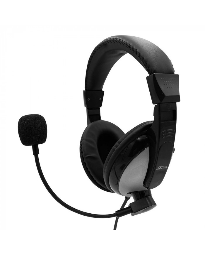 Ακουστικά Stereo Media-Tech TURDUS PRO MT3603 με Διπλό Κονέκτορα 3.5mm και Ρυθμιζόμενο Μικρόφωνο. Μαύρο