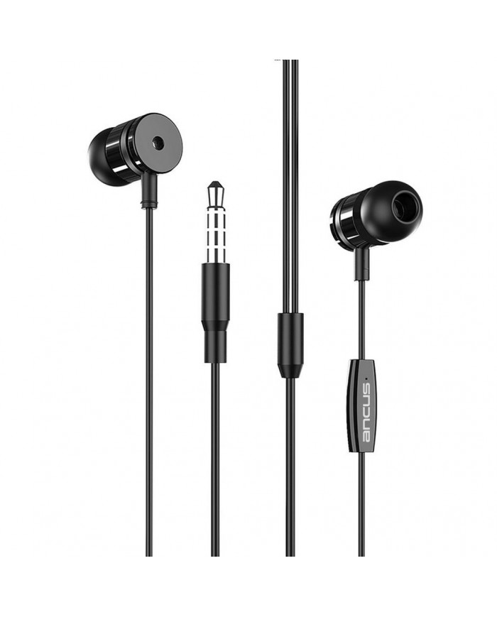 Hands Free Ancus Harmony MD44 in-Earbud Stereo 3.5mm Μαύρο με Μικρόφωνο και Πλήκτρο Λειτουργίας 1,2μ