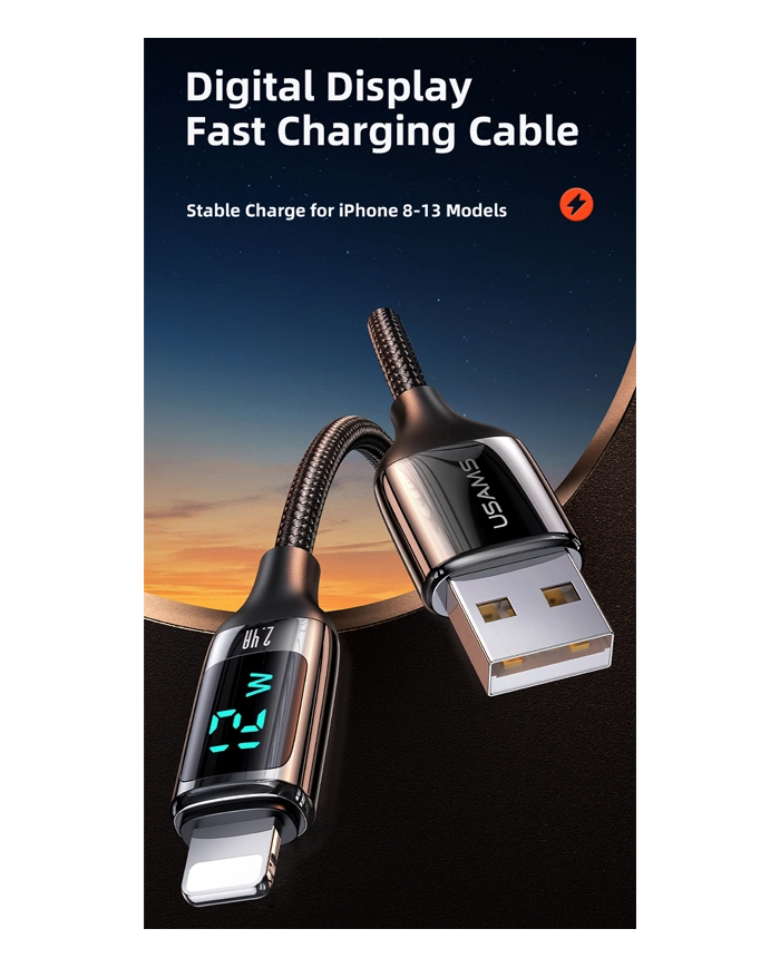 USAMS καλώδιο Lightning σε USB US-SJ543, 12W, 1.2m, μαύρο