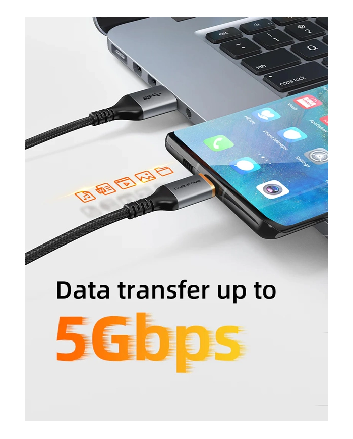 CABLETIME καλώδιο USB-C σε USB , 15W, 5Gbps, 0.5m, μαύρο