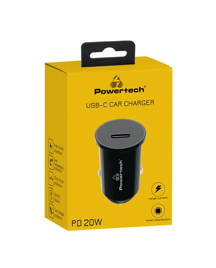 POWERTECH φορτιστής αυτοκινήτου , USB-C, 20W PD, μαύρος