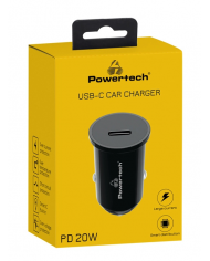 POWERTECH φορτιστής αυτοκινήτου , USB-C, 20W PD, μαύρος