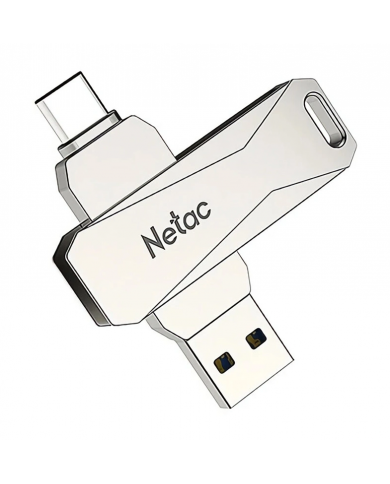 NETAC USB Flash Drive U782C, 64GB, USB 3.0 & USB Type-C, OTG, ασημί