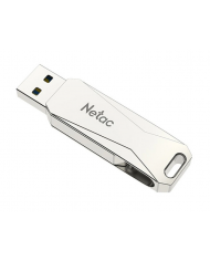 NETAC USB Flash Drive U782C, 64GB, USB 3.0 & USB Type-C, OTG, ασημί