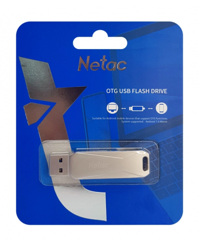 NETAC USB Flash Drive U782C, 64GB, USB 3.0 & USB Type-C, OTG, ασημί