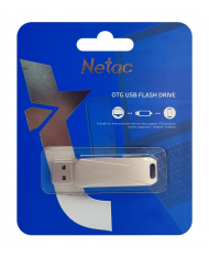 NETAC USB Flash Drive U782C, 64GB, USB 3.0 & USB Type-C, OTG, ασημί