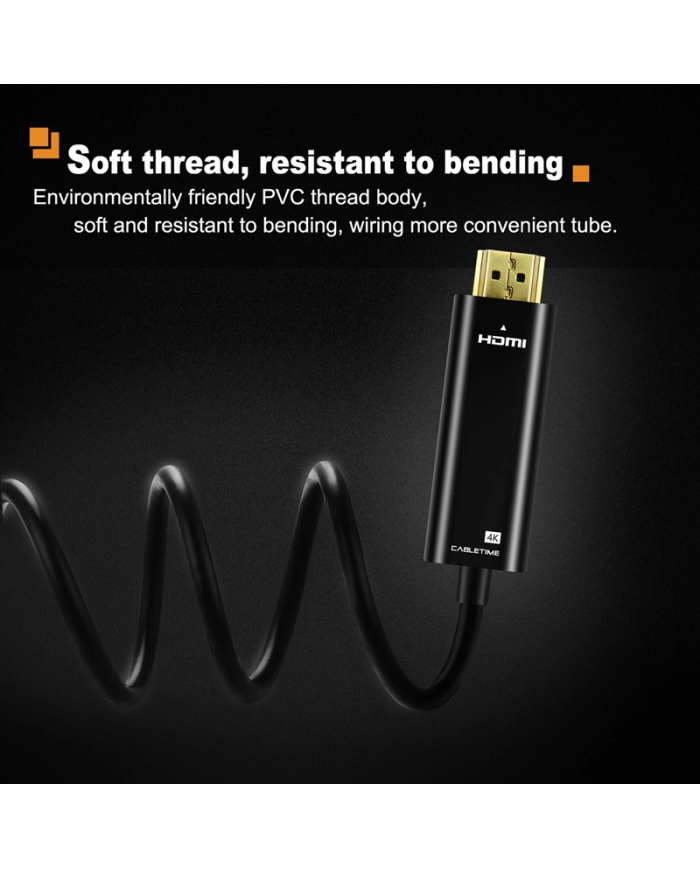 CABLETIME καλώδιο USB-C σε HDMI CT-CMHD, 4K/60Hz, 0.9m, μαύρο