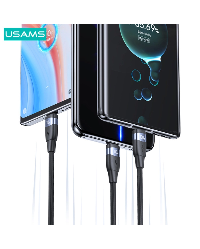 USAMS καλώδιο USB-C σε USB-C US-SJ633, 100W PD, 2m, μαύρο USAMS καλώδιο USB-C σε USB-C US-SJ633, 100W PD, 2m, μαύρο