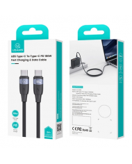USAMS καλώδιο USB-C σε USB-C US-SJ633, 100W PD, 2m, μαύρο USAMS καλώδιο USB-C σε USB-C US-SJ633, 100W PD, 2m, μαύρο
