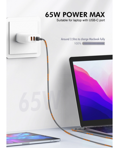LDNIO καλώδιο USB-C σε USB-C , 65W PD, 2m, λευκό LDNIO καλώδιο USB-C σε USB-C , 65W PD, 2m, λευκό