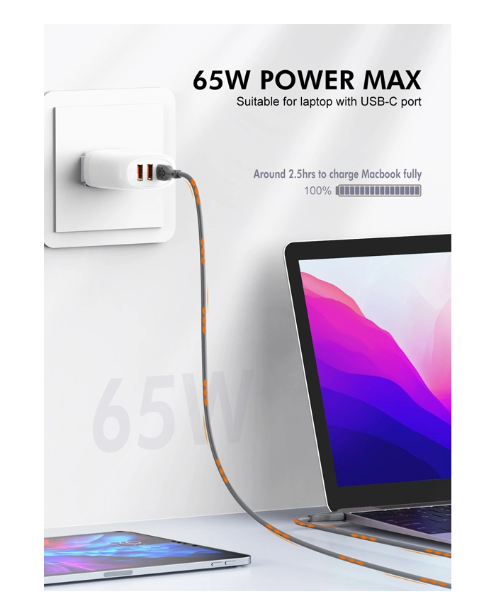 LDNIO καλώδιο USB-C σε USB-C , 65W PD, 2m, λευκό