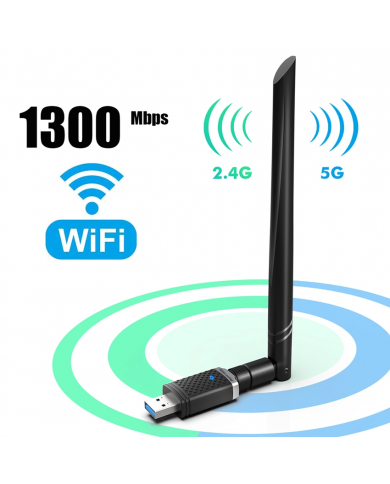 POWERTECH ασύρματος USB αντάπτορας δικτύου , 1300Mbps, 2.4/5GHz