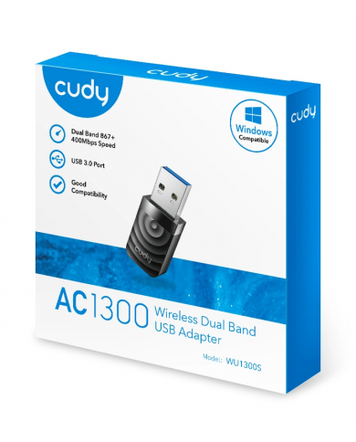 CUDY ασύρματος USB αντάπτορας δικτύου WU1300S,  1300Mbps, 2.4/5GHz