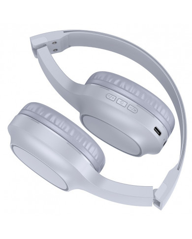 Wireless Ακουστικά Stereo Hoco W46 Charm V5.3 200mAh AUX Light Blue Gray