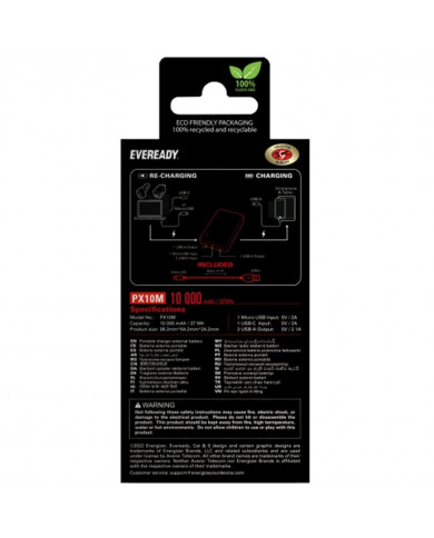 Power Bank Energizer Eveready Mini 10000mAh 2.1A με 2x USB 2.0 και LED Ένδειξη Μπαταρίας Μαύρο Power Bank Energizer Eveready Mini 10000mAh 2.1A με 2x USB 2.0 και LED Ένδειξη Μπαταρίας Μαύρο