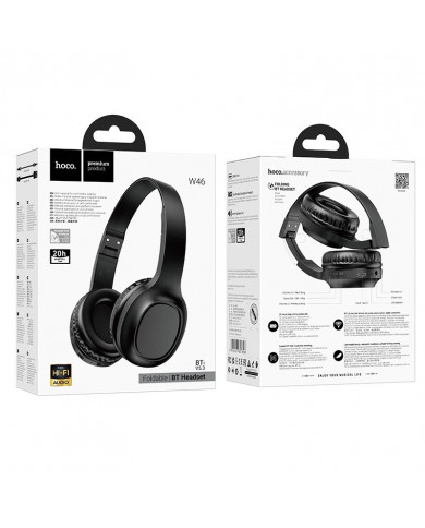 Wireless Ακουστικά Stereo Hoco W46 Charm V5.3 200mAh AUX Μαύρα Wireless Ακουστικά Stereo Hoco W46 Charm V5.3 200mAh AUX Μαύρα
