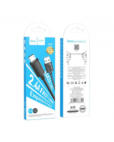 Καλώδιο σύνδεσης Hoco X88 USB σε Micro USB 2.4A 1m Μαύρο Καλώδιο σύνδεσης Hoco X88 USB σε Micro USB 2.4A 1m Μαύρο