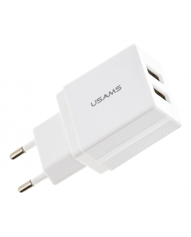 USAMS φορτιστής τοίχου T24 US-CC090, 2x USB, 2.1A, λευκός