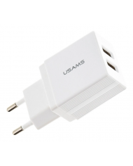 USAMS φορτιστής τοίχου T24 US-CC090, 2x USB, 2.1A, λευκός