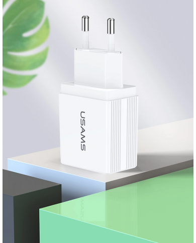 USAMS φορτιστής τοίχου T24 US-CC090, 2x USB, 2.1A, λευκός
