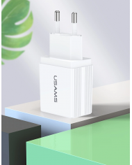 USAMS φορτιστής τοίχου T24 US-CC090, 2x USB, 2.1A, λευκός