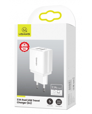 USAMS φορτιστής τοίχου T24 US-CC090, 2x USB, 2.1A, λευκός