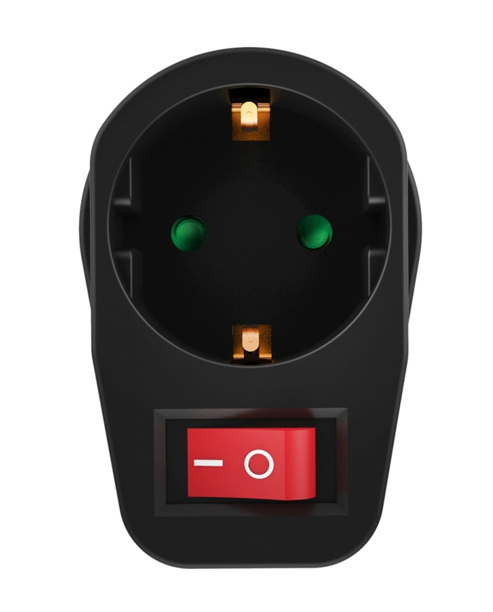 POWERTECH αντάπτορας ρεύματος PT-810, 1x schuko, 16A, μαύρος