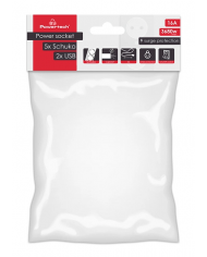 POWERTECH πολύπριζο ασφαλείας  5x schuko/2x USB, 16A, 1.4m, λευκό