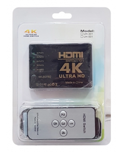 POWERTECH HDMI amplifier switch  με τηλεχειριστήριο, 5 σε 1, 4K