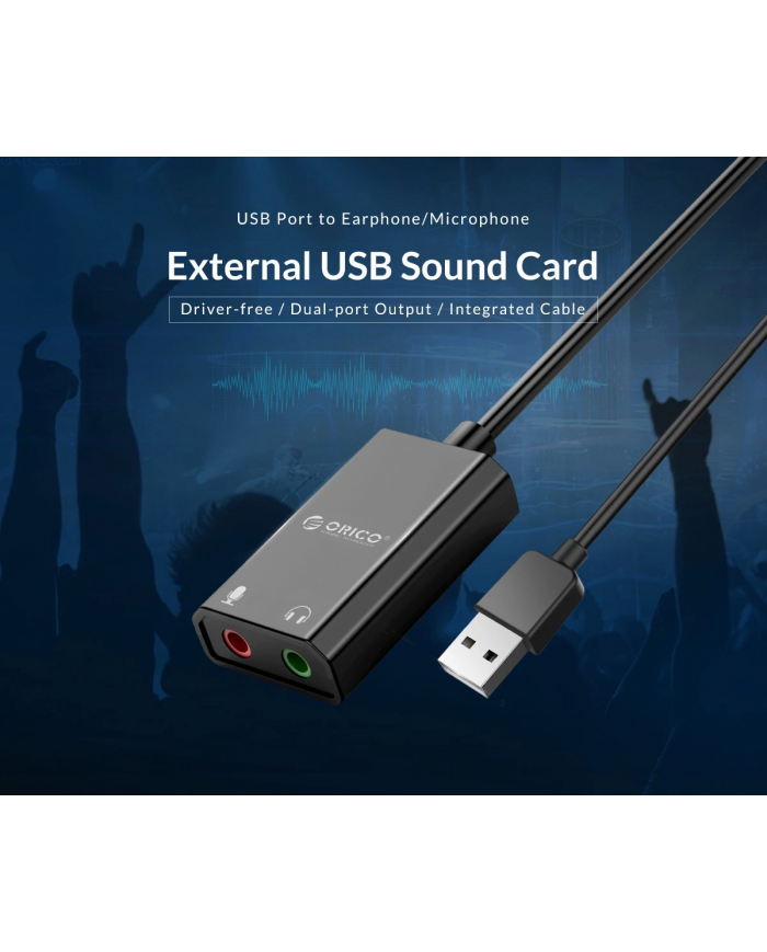 ORICO USB κάρτα ήχου SKT2, USB2.0, 2x 3.5mm, μαύρο ORICO USB κάρτα ήχου SKT2, USB2.0, 2x 3.5mm, μαύρο